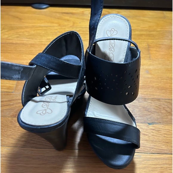 DbDk Fashion Black Wedge Sandals - Picture 4 of 11